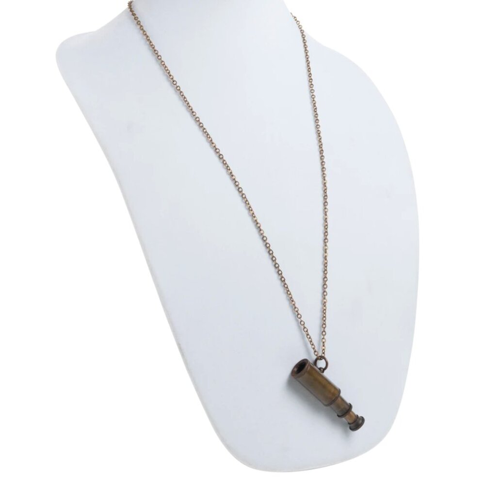 Vintage Style Brass Collapsible Telescope Necklace 30"